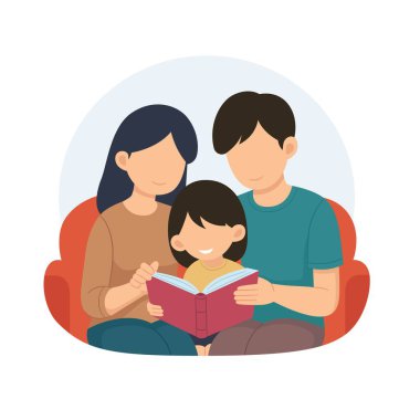 Mutluluk Ailesi, evde çocuklu bir şekilde kitap okudu.