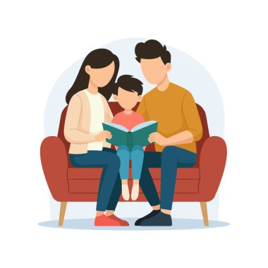 Mutluluk Ailesi, evde çocuklu bir şekilde kitap okudu.