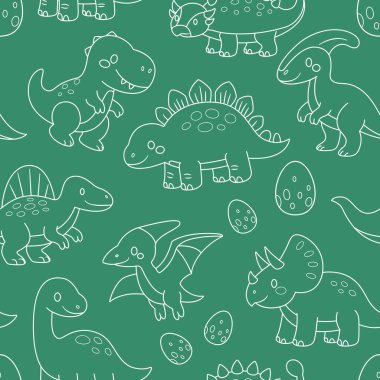 Şirin dinozorlar karalamaların kusursuz desenli çizimlerini çiziyorlar.