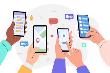 Akıllı telefon vektör resimlemesi seti