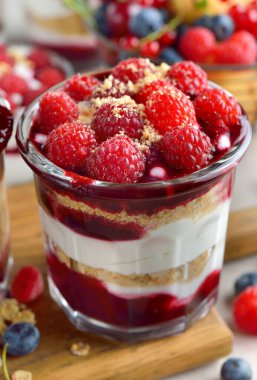 Gri arka planda böğürtlenli parfe