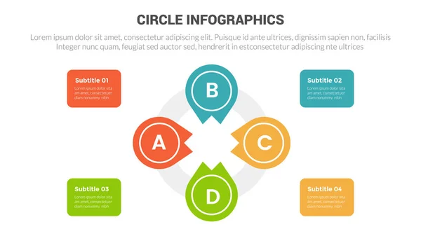 Kreis Basis Infografik Vorlage Diagramm Banner Mit Kreisförmigen Zentralen Objekten — Stockvektor