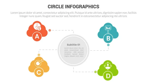 Kreis Basis Infografik Vorlage Diagramm Banner Mit Kreisförmiger Mitte Basis — Stockvektor