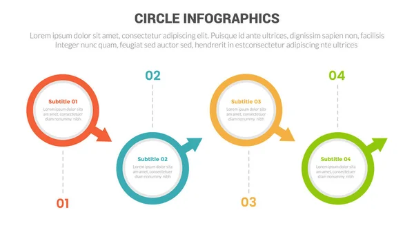 Circle Base Infographics Template Diagram Banner Timeline Right Direction Point — Stock Vector