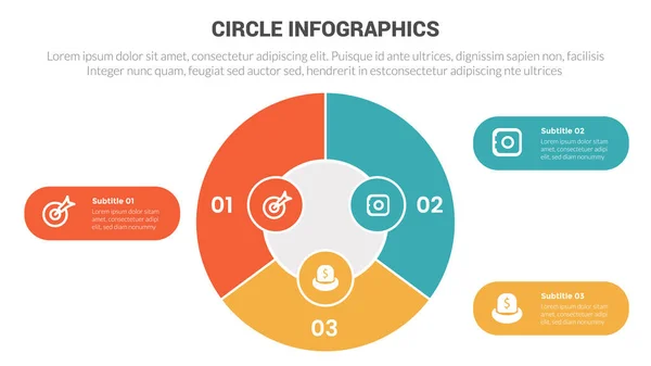 Circle Base Infographics Template Diagram Banner Center Circle Shape Point — Stock Vector