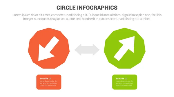 stock vector circle base infographics template diagram banner with up and down arrows and 2 point step creative design vector