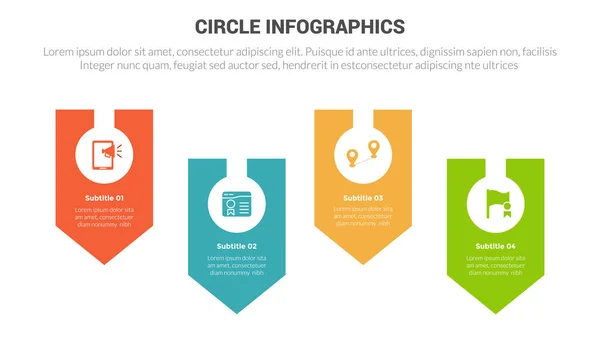 Circle Base Infographics Template Diagram Banner Badge Unbalanced Line Point — Stock Vector