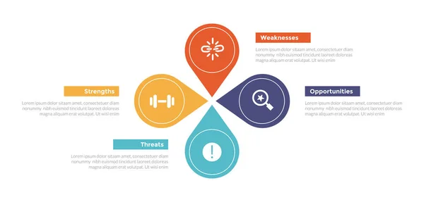 stock vector swot analysis strategic planning management infographics template diagram with round balloon shape circular cycle 4 point step creative design for slide presentation vector