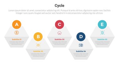 döngü veya döngüler sahne bilgi grafikleri şablonu 6 nokta yukarı ve aşağı slayt sunum vektörü için 5 adım yaratıcı tasarım