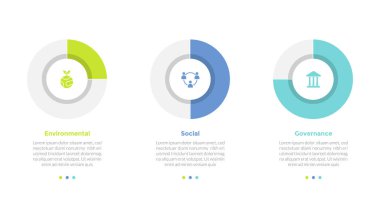 slayt sunum vektörü için 3 nokta adım yaratıcı tasarım ile esg çevresel sosyal yönetim bilgi bilgi grafiği şeması Piechart anahat ilerleme yüzdesi