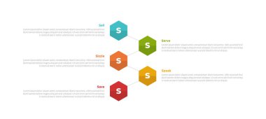 5 s model pazarlama bilgi grafikleri şablon şeması 6-6-6 dikey zaman çizgisi biçimi bağlantısı ile slayt sunum vektörü için 5 nokta adım tasarımı