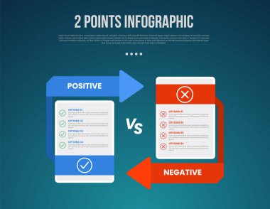 2 ya da 2 nokta şablon karşılaştırması sunum vektörü için modern karanlık biçimli ok ile fiyat tablosu ile bilgi tablosundaki şeylere karşı