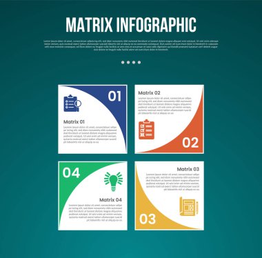 Matrix yapı boyutları kare şekilli şablon bilgisi 4x4 boyutlu girdap döngüsü dairesel ve slayt sunum vektörü için karanlık biçimli