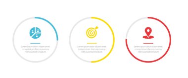 Slayt sunum vektörü için 3 noktalı nokta dizaynlı altıgen döngü dairesel STP pazarlama bilgi analizi şablonu şeması