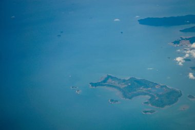 Singapur, Asya, gökyüzünden bir ada manzarası