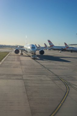 Heathrow, Londra - 28 Ocak 2019: British Airways Havaalanı, Londra, İngiltere, Birleşik Krallık