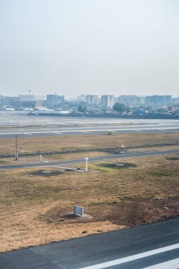 Mumbai, Hindistan - 5 Nisan 2019: Jet Airways uçağı Chhatrapati Shivaji Maharaj Uluslararası Havalimanı, Maharashtra, Mumbai, Hindistan