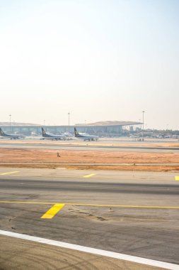 Bengaluru, Hindistan - 1 Nisan 2019: Jet Airways uçağı Bengaluru Kempegowda Uluslararası Havaalanı, Bangalore