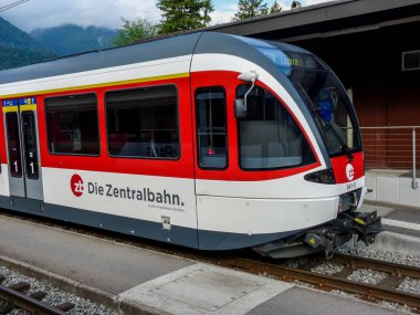 İsviçre, Meiringen - 31 Mayıs 2009: Die Zentralbahn treni Luzern, İsviçre, Avrupa