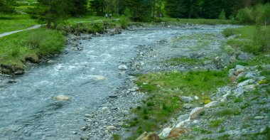 İsviçre, Meiringen, Schwarzwaldalp, bir tepenin yakınında bir su kütlesi.