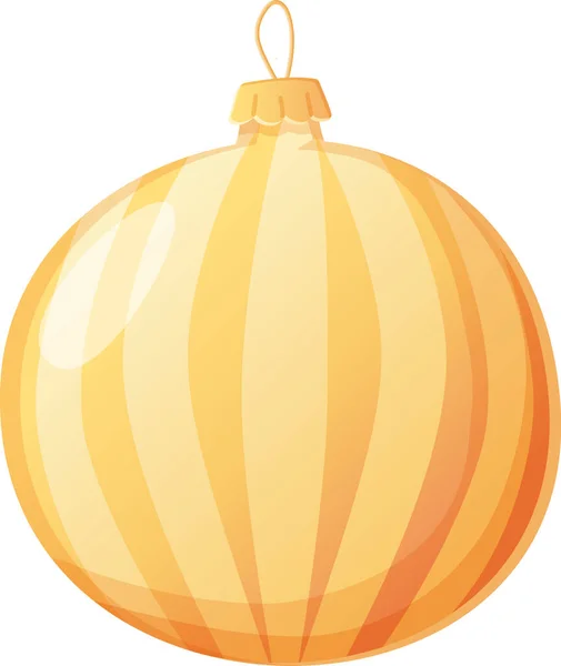 Christmas Gold Stripes Elegant Traditional Modern Ball Realistic Cartoon Style — Stock Vector