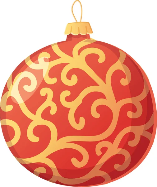 Weihnachtsrot Mit Goldenem Blumenmuster Eleganter Traditioneller Und Moderner Ball Realistischen — Stockvektor