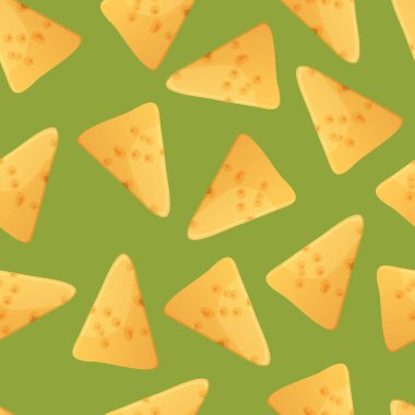 Mexican nachos seamless pattern illustration in cartoon style.