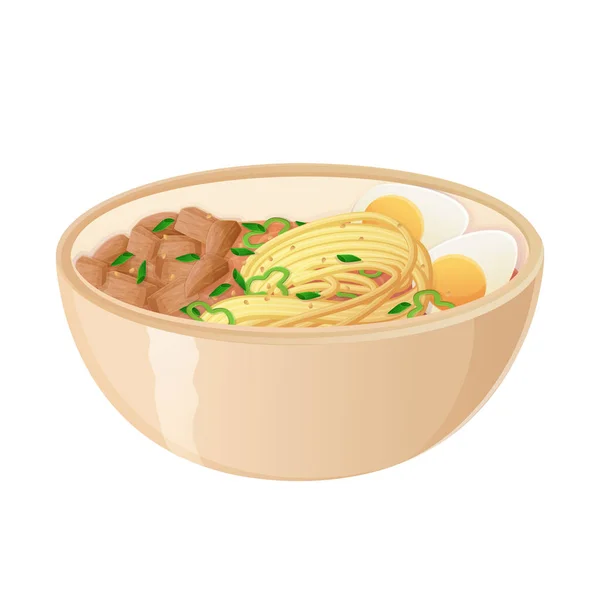 アジア料理ラーメン丼 白を基調とした日本料理のイラスト — ストックベクタ