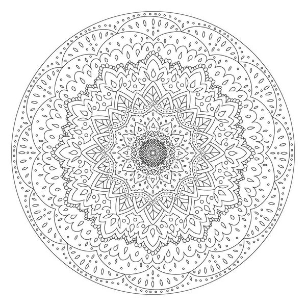 Runde Spitze Mandala Ornament Malbuch Zeichnung Bestandsvektorillustration Orientalischen Stil — Stockvektor