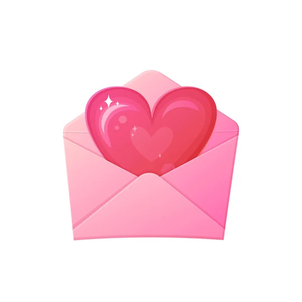 Lettre Amour Enveloppe Ouverte Avec Cœur Saint Vanentin Concept Confession — Image vectorielle