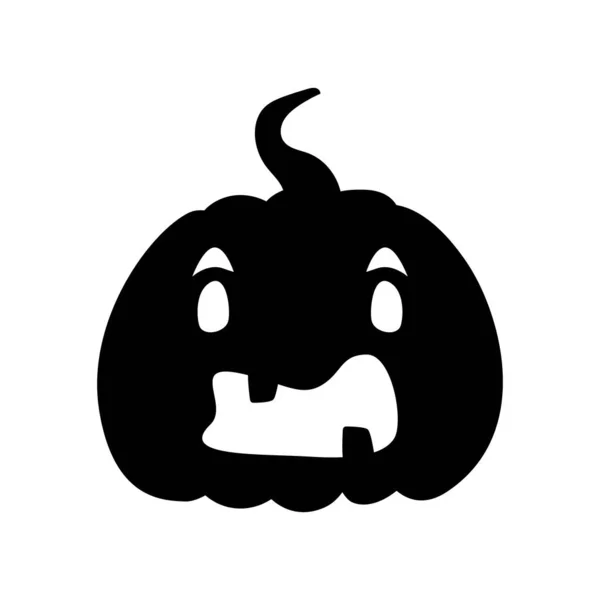 Jack Lantern Pumpa Ansikte Uttryck Siluett Halloween Fest Pumpa Ristning — Stock vektor