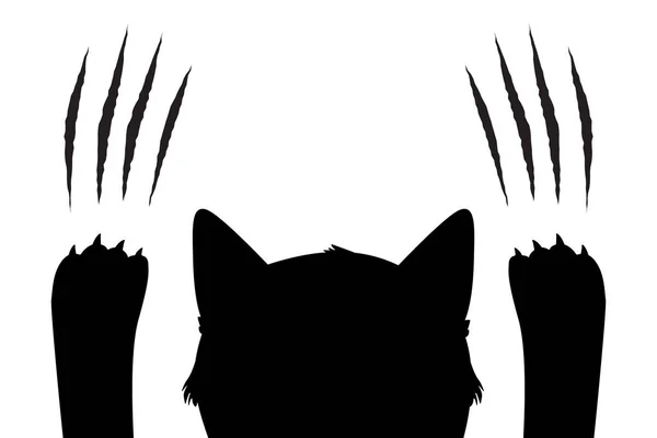 Kattensilhouet Achtergrond Zwart Geïsoleerd Wit Voorraadvector Illustratie — Stockvector
