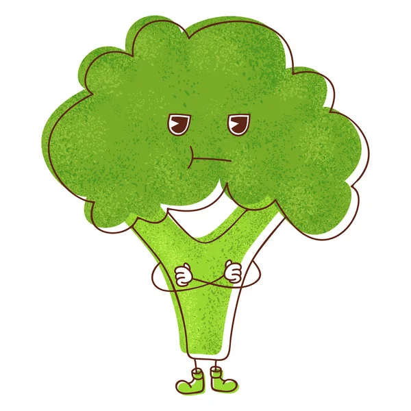 Image Featuring Green Broccoli Expressing Sulking Offended Emotion Depiction Broccoli — Stock Vector