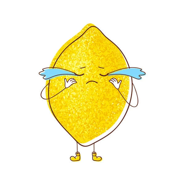 Image Tearful Lemon Its Citrusy Emotions Flowing Teardrops Poignant Portrayal — Stock Vector