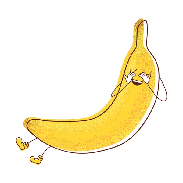 Ілюстрація Сором Язливого Банана Закриває Очі Зображуючи Відчуття Скромності Зображення — стоковий вектор