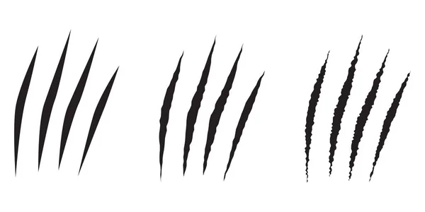 Farklı keskinlikte üç kedi tırmalaması. Stok vektör illüstrasyonu düz bir şekilde beyaz arkaplanda izole edildi.