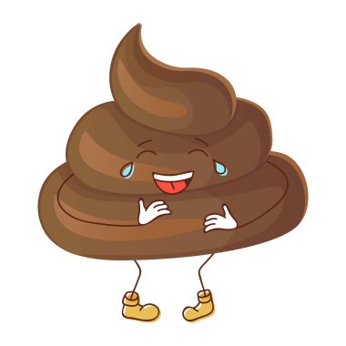 Bulaşıcı, neşeli bir duyguyla gülerek gülen alaycı bir karakter. Çıkartmalar için kullanılabilir. Stok vektör illüstrasyonu düz çizgi film tarzında beyaz arkaplanda izole edildi.