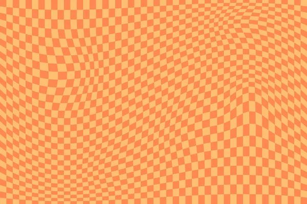 Turuncu retro saykodelik dama tahtası deseni. Şahane kokulu dokular. Düz biçimli stok vektör illüstrasyonu.