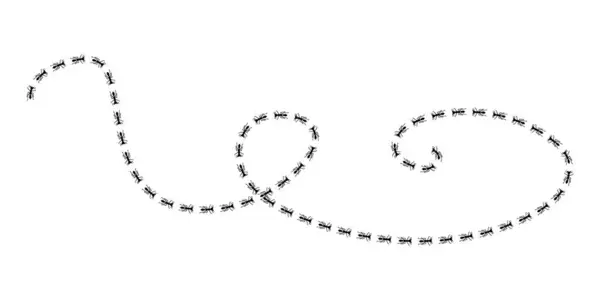 蚂蚁旋涡轨迹图解 昆虫回家的路 平面简约风格的白色背景上孤立的种群向量图 图库插图
