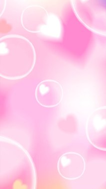 Kabarcıkları ve kalpleri olan sevimli bir Y2k pembe kawaii hikayesi. Çizgi film anime tarzında stok vektör illüstrasyonu.