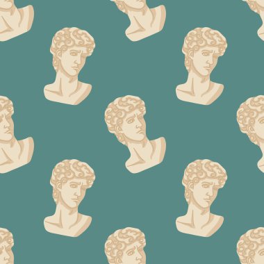 Karanlık akademik estetik kusursuz model. Michelangelo David heykeli kırdı. Gök mavisi arkaplanında elle çizilmiş stok vektör illüstrasyonu.