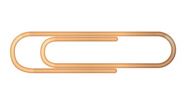 Beyaz arka planda izole edilmiş, altın metalik bir kağıt atacının vektör çizimi. Klipte gerçekçi bir kapanış var ve genellikle belgeleri bir arada tutmak için kullanılıyor. Ofis için ideal