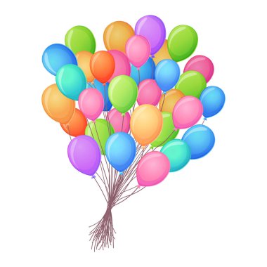 Ekstra büyük bir helyum balonu kümesi. Büyük kutlamalar, doğum günü temaları ve şenlikli dekorasyonlar için mükemmel. Beyaz bir arkaplanda izole edilmiş.