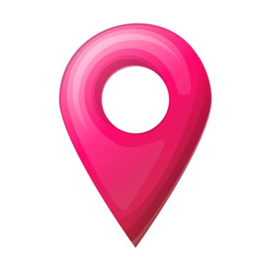 Beyaz arka planda izole edilmiş mavi çubuklu parlak kırmızı bir lokasyon iğnesinin vektör çizimi. Navigasyon, harita, GPS, konum belirleme, yol bulma ve seyahat kavramı.