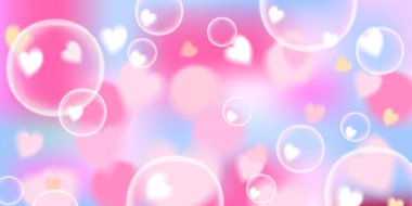 Yumuşak bir mısır çiçeği mavisi ve rengarenk pembe bir arka plan. Yüzen kalp kabarcıkları rüya gibi bir bokeh etkisi yaratıyor. Bu zarif ve kaprisli dijital sanat eserleri romantik temalar, fantezi projeleri, düğün davetiyeleri ve zarif dekoratif için harikadır.