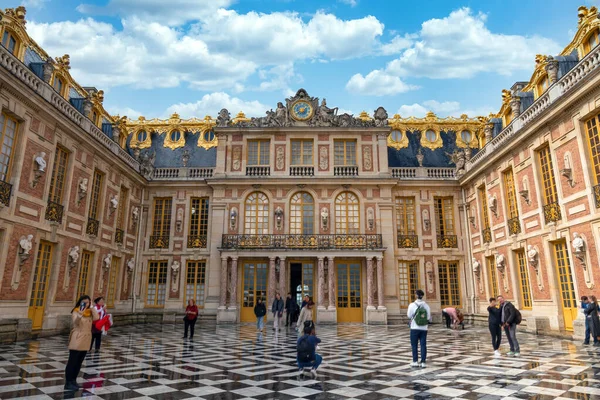 Versailles France March 2023 Marble Courtyard Versailles Palace Tourist Taking Stock Picture