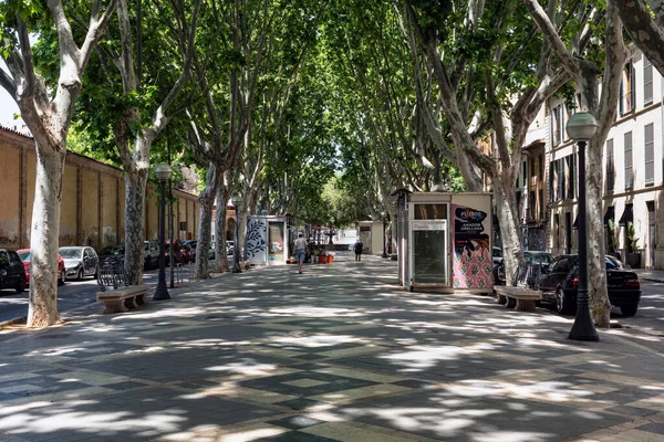 Palma Mallorca Spanien 2022 Rambla Boulevard Med Turister Och Lokalbefolkningen — Stockfoto