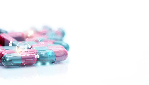 Kapseln Pillen Mit Medizinischen Und Gesundheitssymbolen Krankenhaus Und Krankenversicherungsdienst Pharmazeutische — Stockfoto