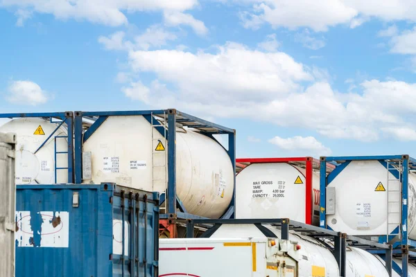 Chemical Tank Container Iso Tank Container Chemical Delivery Bulk Liquid — Foto de Stock