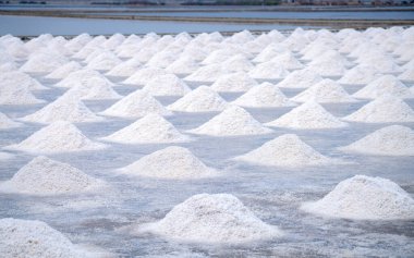 Deniz tuzu çiftliği. Tuzlu su yığını. Tuz endüstrisinin ham maddesi. Sodyum klorür minerali. Deniz suyunun buharlaşması ve kristalleşmesi. Beyaz tuz hasadı. Tarım endüstrisi. Geleneksel çiftlik